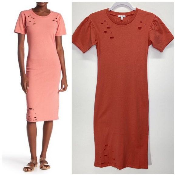 Abound Nordstrom Distressed Sheath Midi Dress XS - Picture 1 of 13